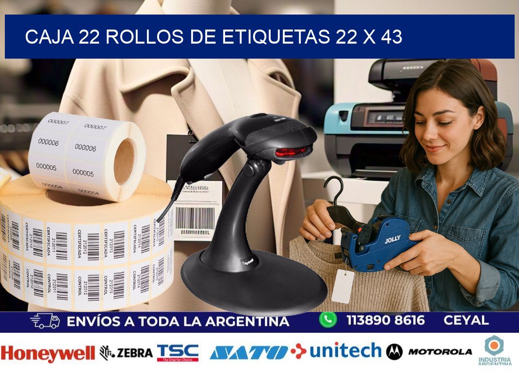 CAJA 22 ROLLOS DE ETIQUETAS 22 x 43