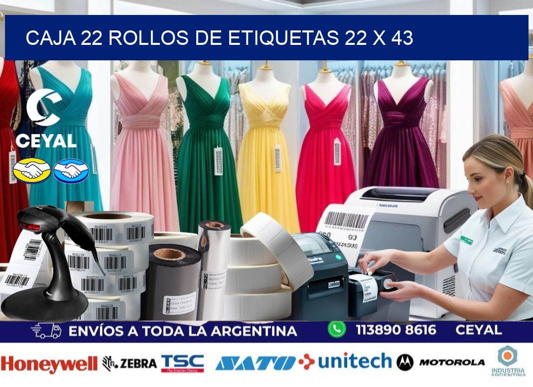 CAJA 22 ROLLOS DE ETIQUETAS 22 x 43