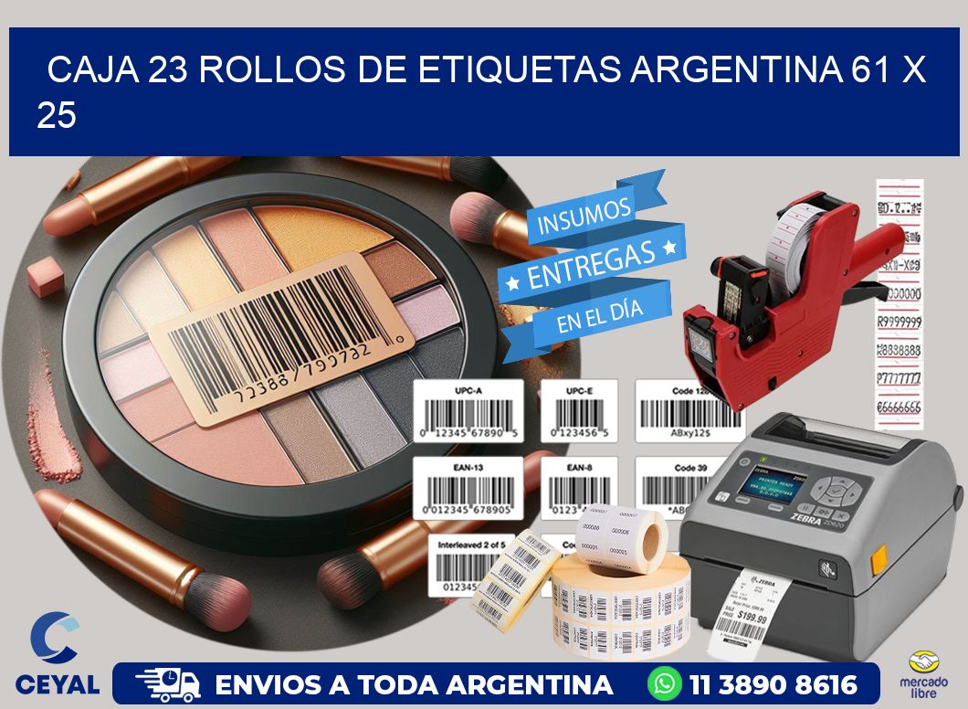 CAJA 23 ROLLOS DE ETIQUETAS ARGENTINA 61 x 25