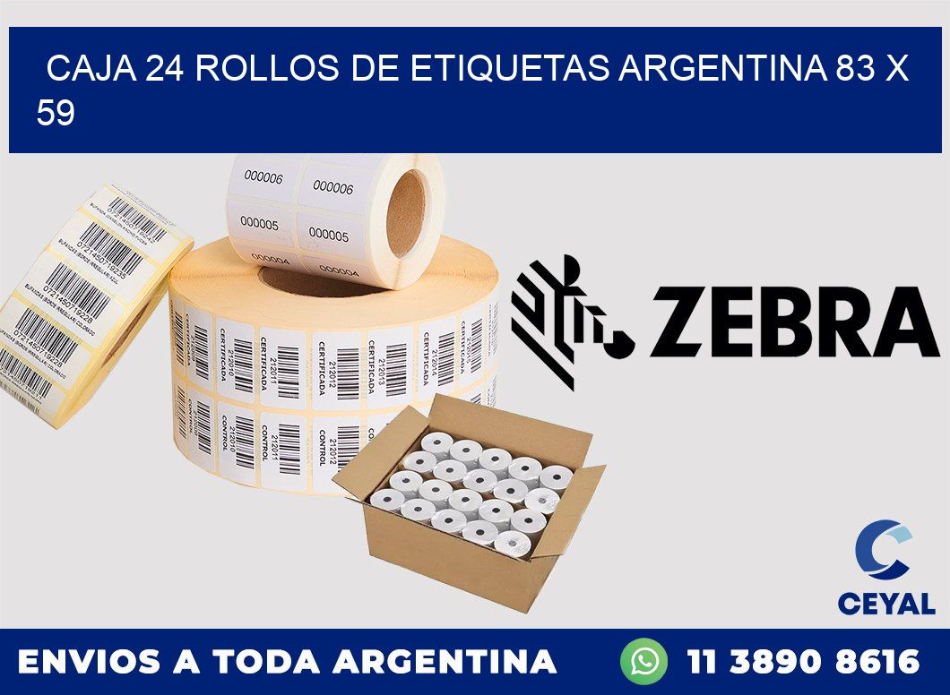 CAJA 24 ROLLOS DE ETIQUETAS ARGENTINA 83 x 59