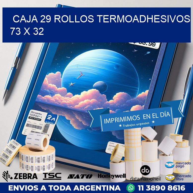 CAJA 29 ROLLOS TERMOADHESIVOS 73 x 32
