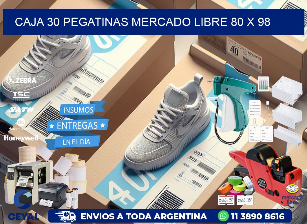 CAJA 30 PEGATINAS MERCADO LIBRE 80 x 98