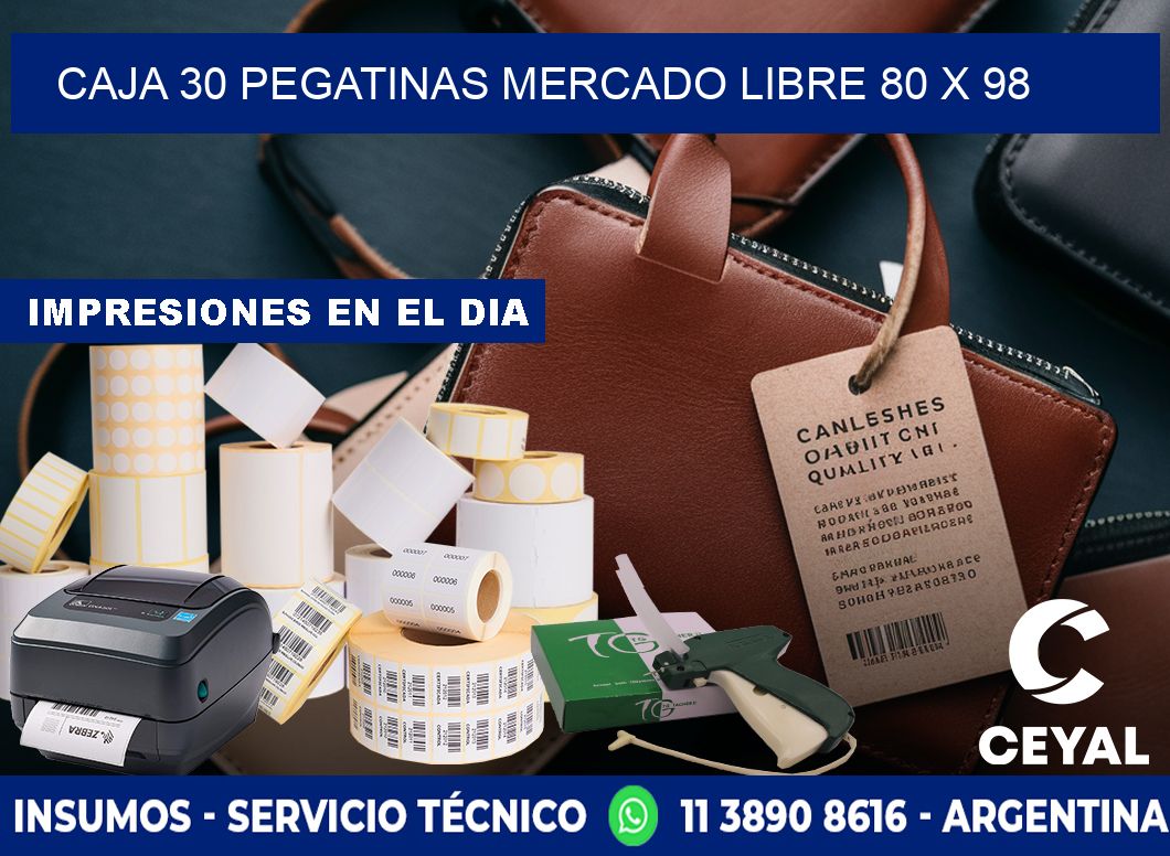 CAJA 30 PEGATINAS MERCADO LIBRE 80 x 98