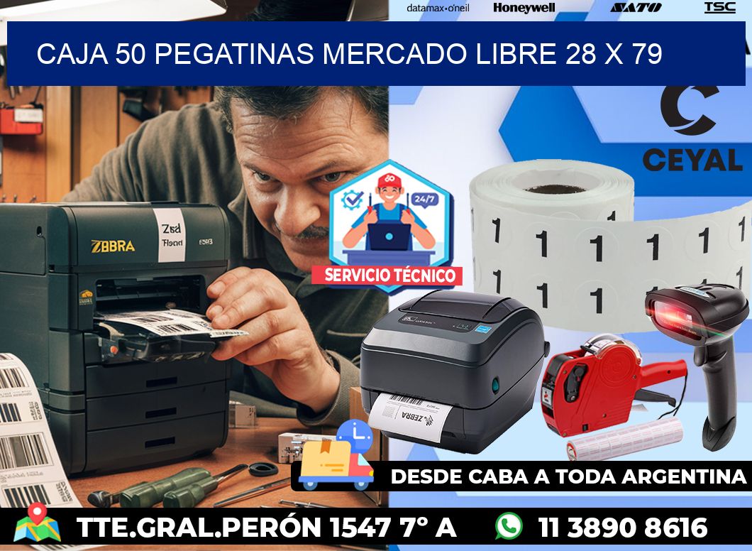 CAJA 50 PEGATINAS MERCADO LIBRE 28 x 79