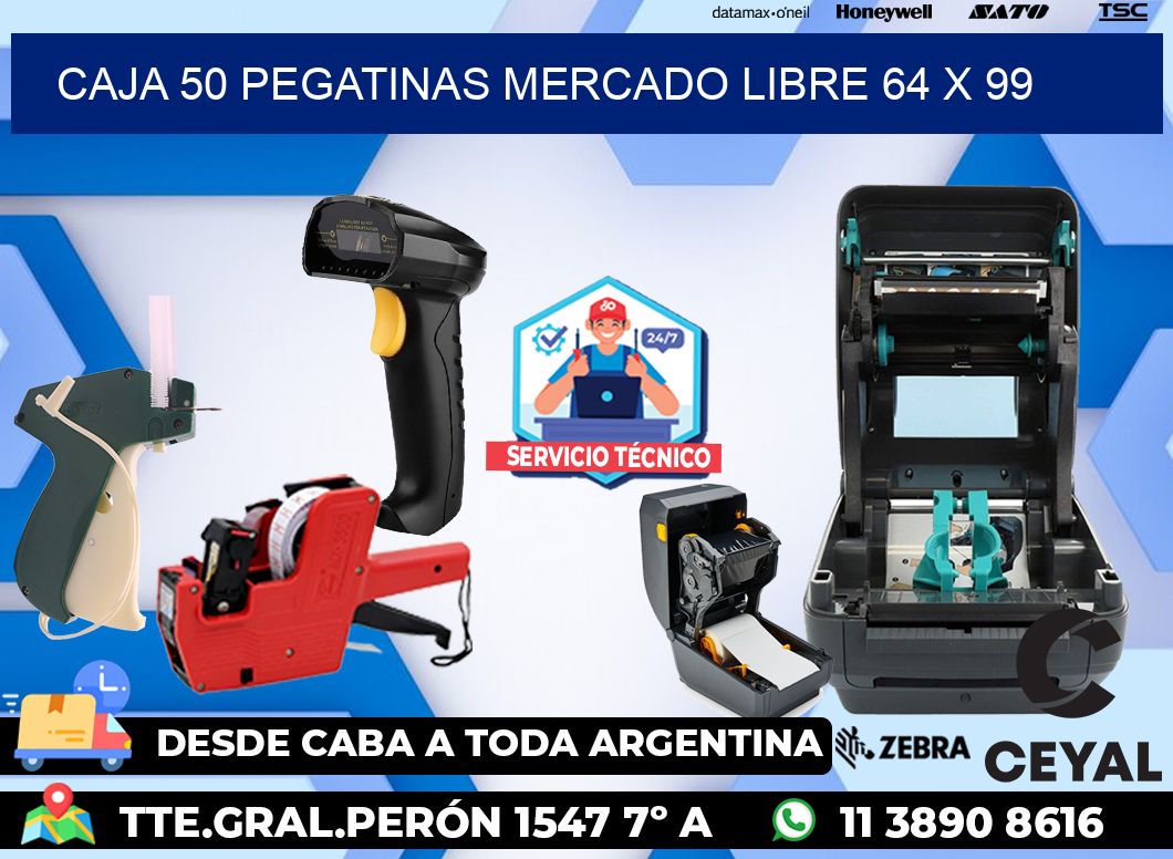 CAJA 50 PEGATINAS MERCADO LIBRE 64 x 99