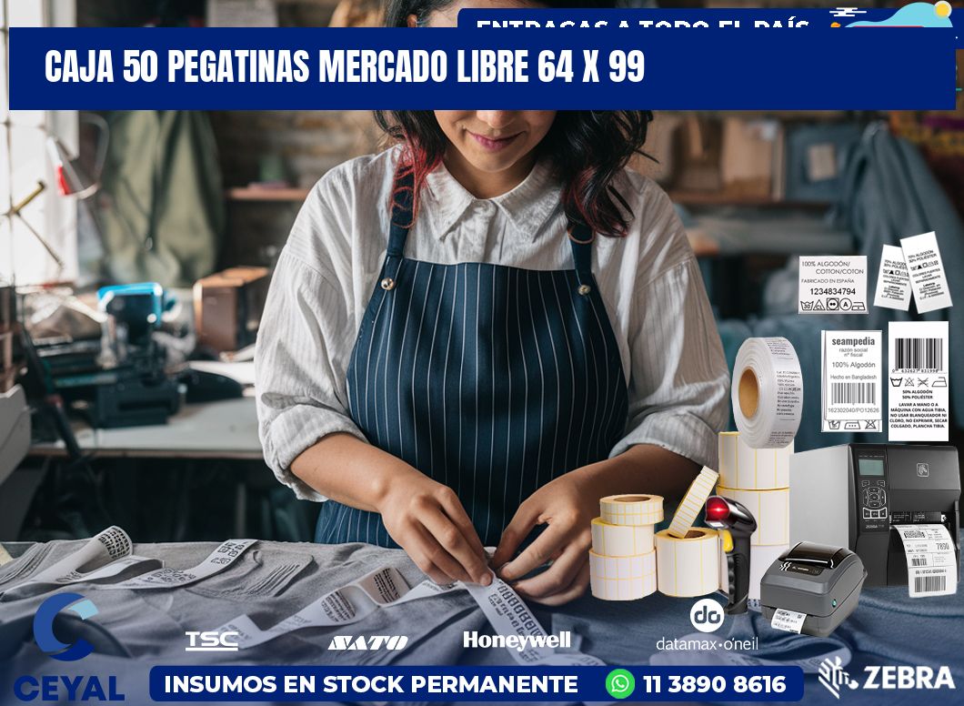 CAJA 50 PEGATINAS MERCADO LIBRE 64 x 99