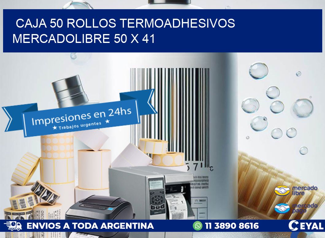 CAJA 50 ROLLOS TERMOADHESIVOS MERCADOLIBRE 50 x 41
