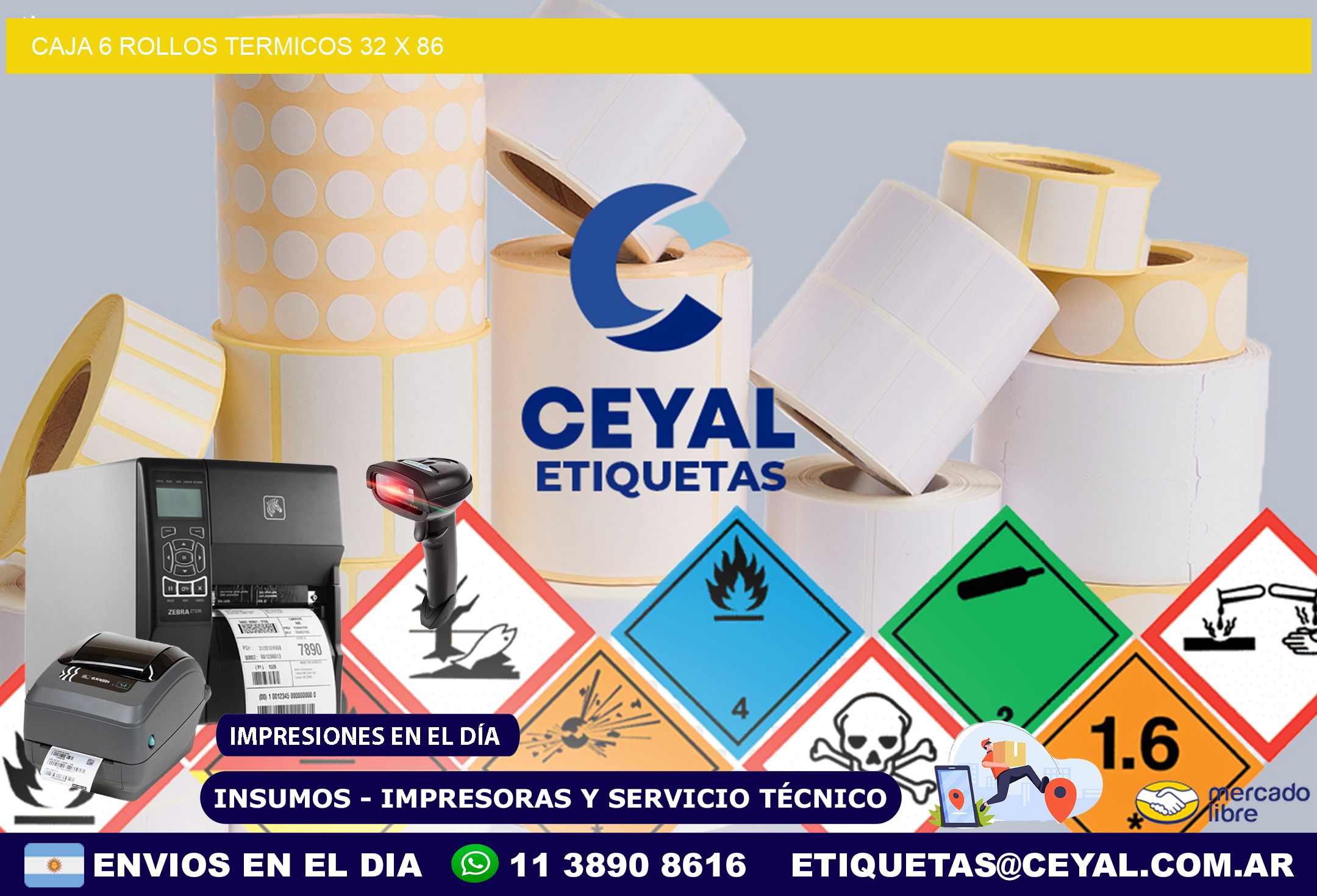 CAJA 6 ROLLOS TERMICOS 32 x 86
