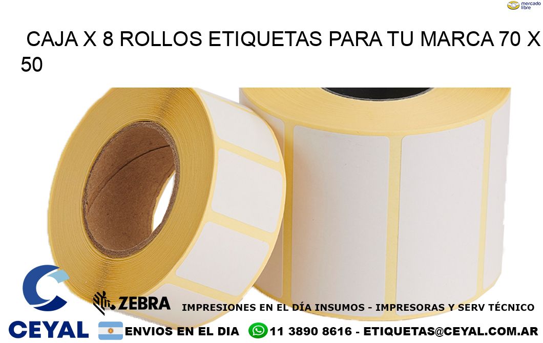 Caja X 8 Rollos Etiquetas para tu marca 70 x 50