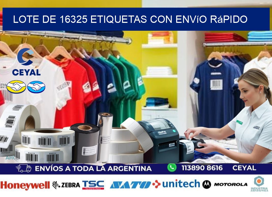 Lote de 16325 etiquetas con envío rápido