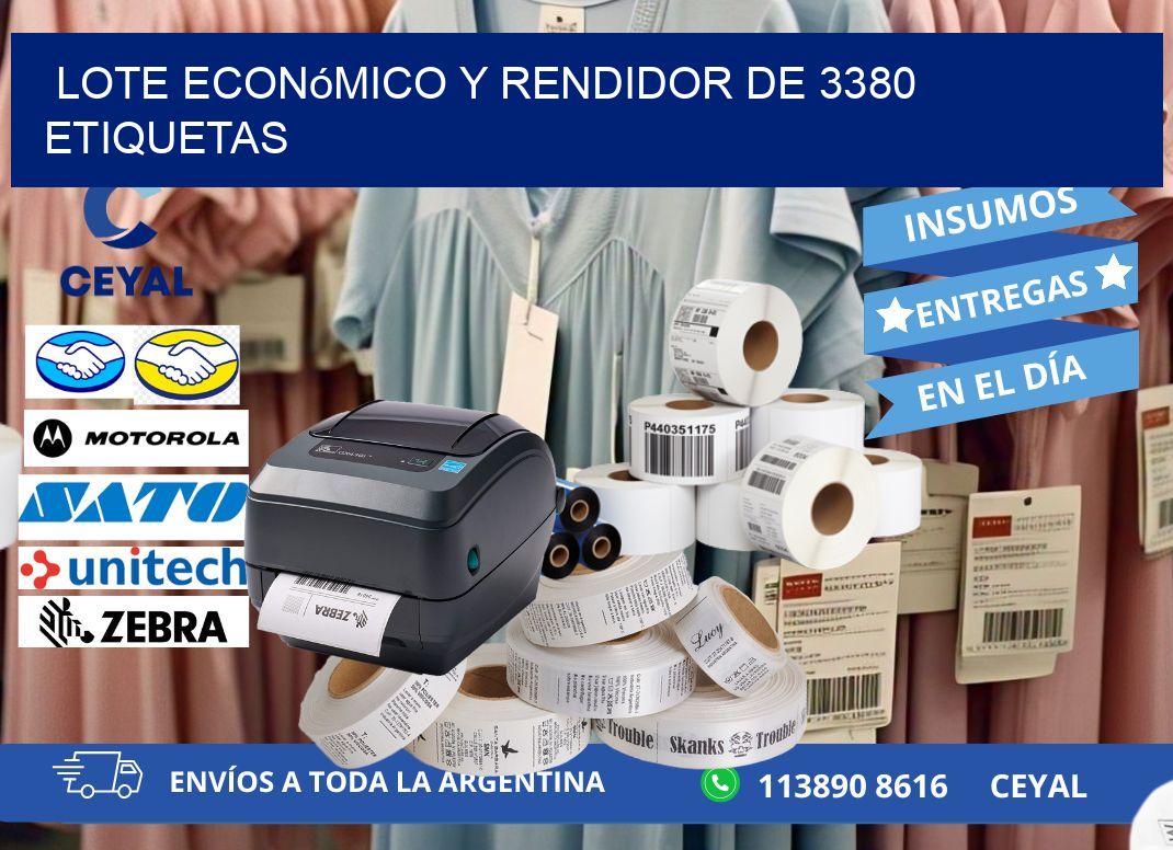 Lote económico y rendidor de 3380 etiquetas