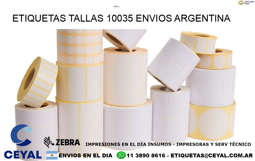 etiquetas tallas 10035 ENVIOS ARGENTINA