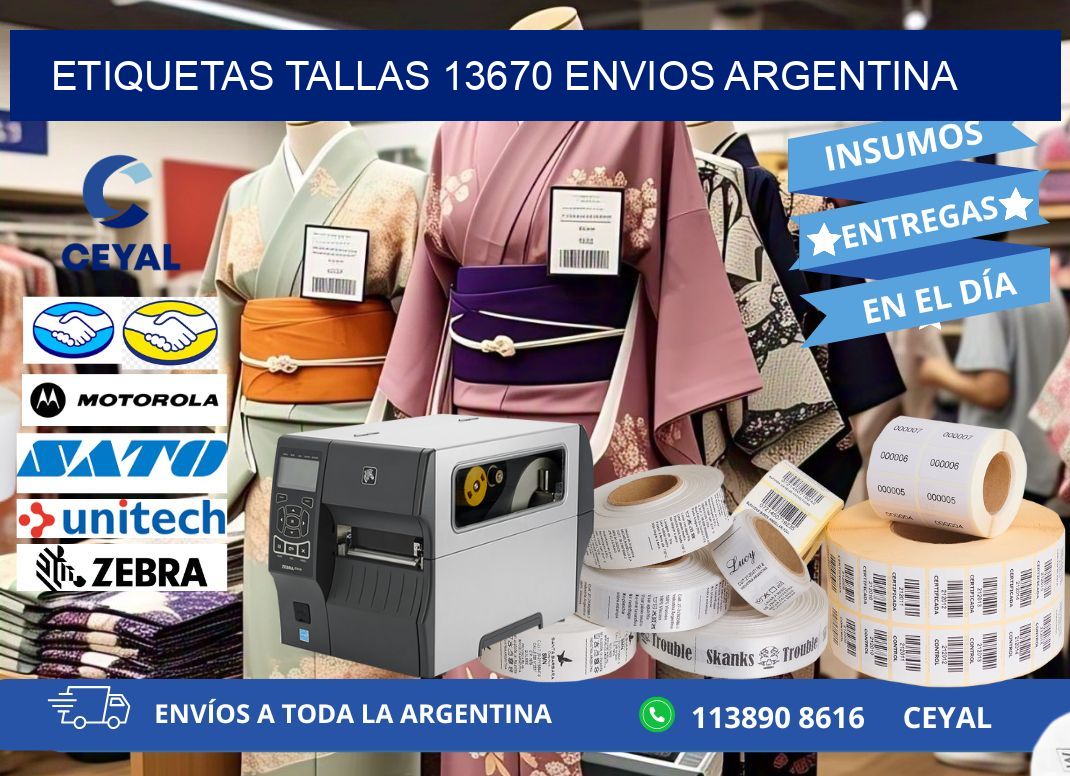 etiquetas tallas 13670 ENVIOS ARGENTINA