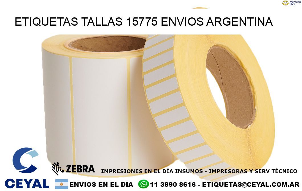 etiquetas tallas 15775 ENVIOS ARGENTINA