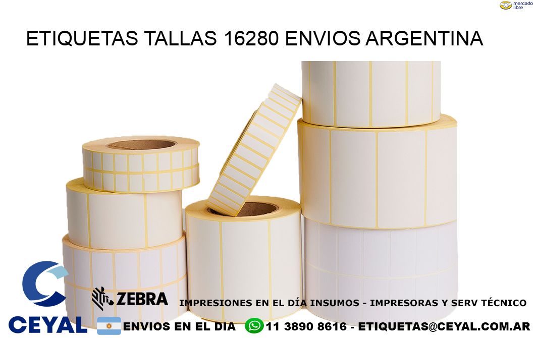 etiquetas tallas 16280 ENVIOS ARGENTINA