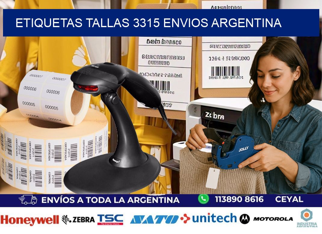 etiquetas tallas 3315 ENVIOS ARGENTINA