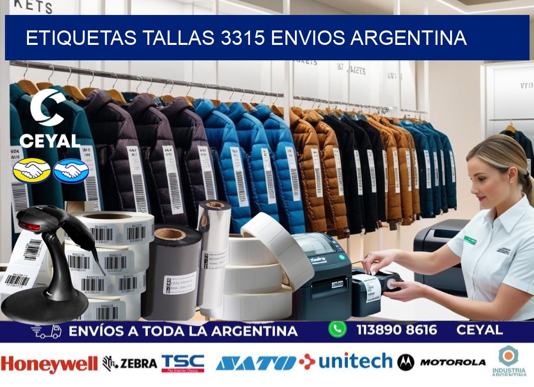 etiquetas tallas 3315 ENVIOS ARGENTINA