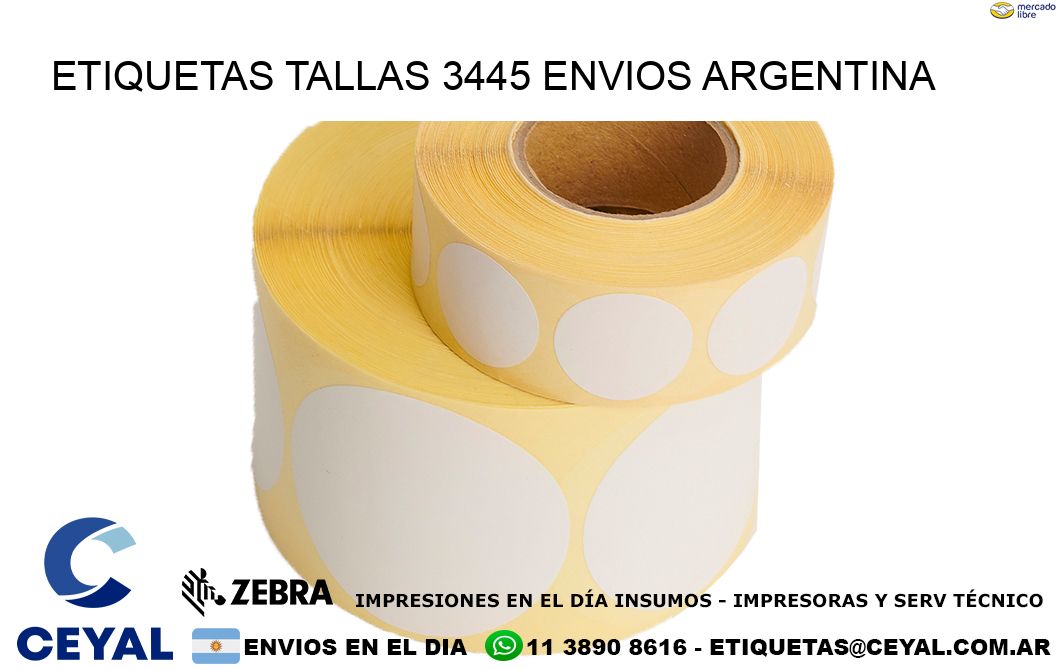 etiquetas tallas 3445 ENVIOS ARGENTINA
