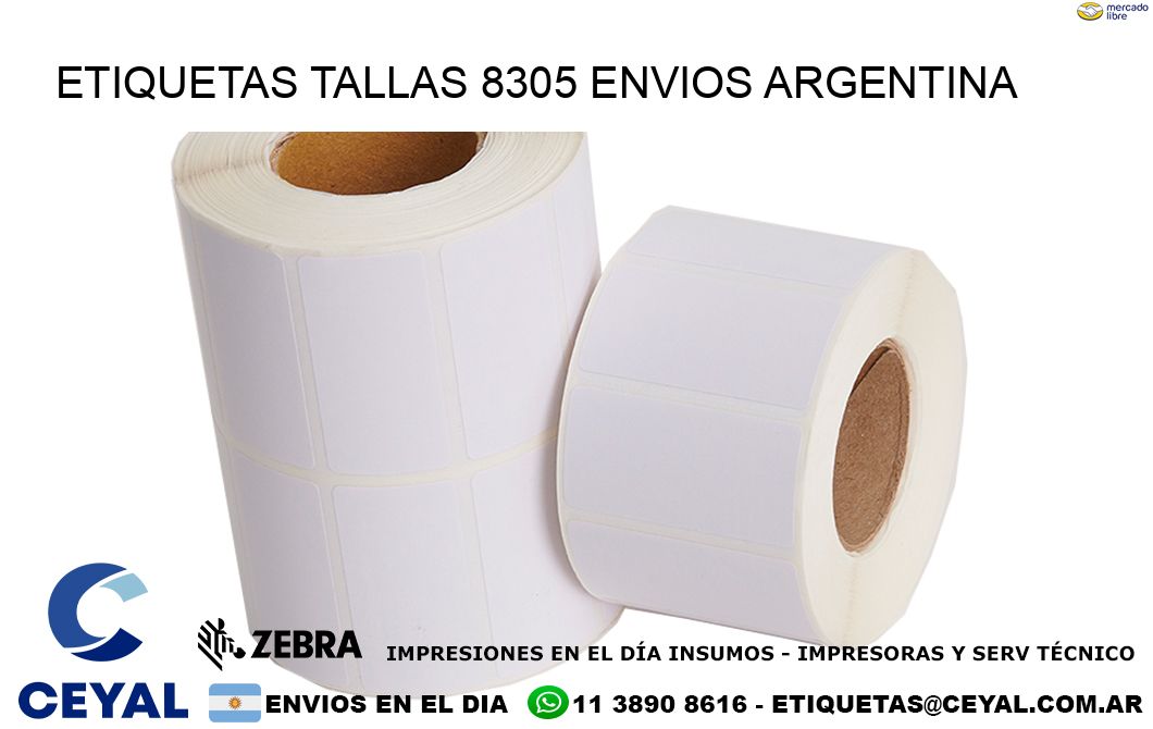 etiquetas tallas 8305 ENVIOS ARGENTINA
