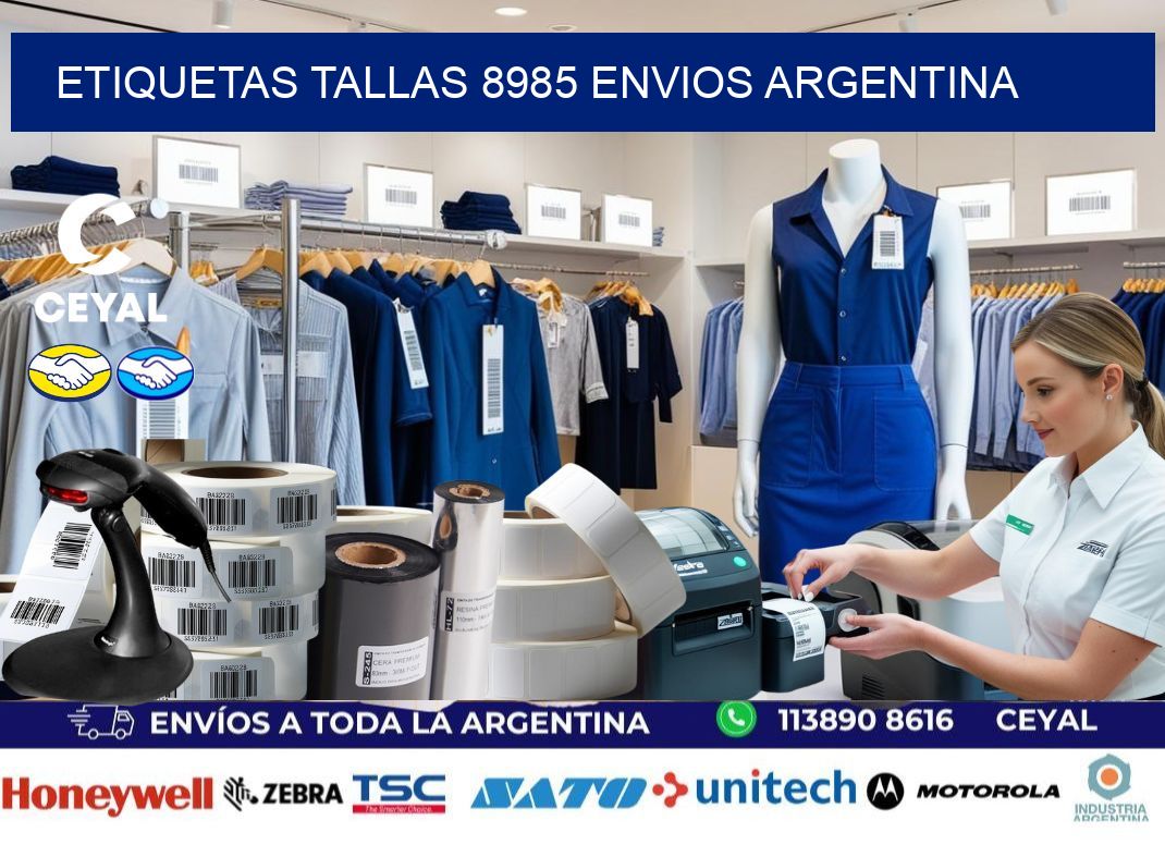etiquetas tallas 8985 ENVIOS ARGENTINA