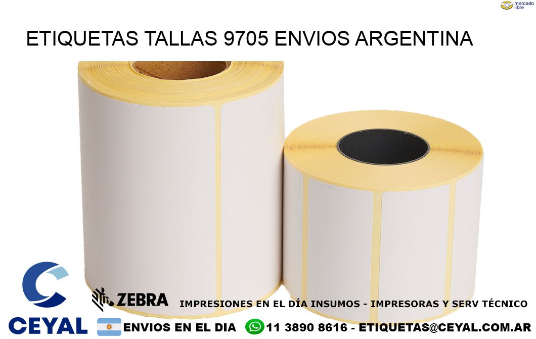 etiquetas tallas 9705 ENVIOS ARGENTINA