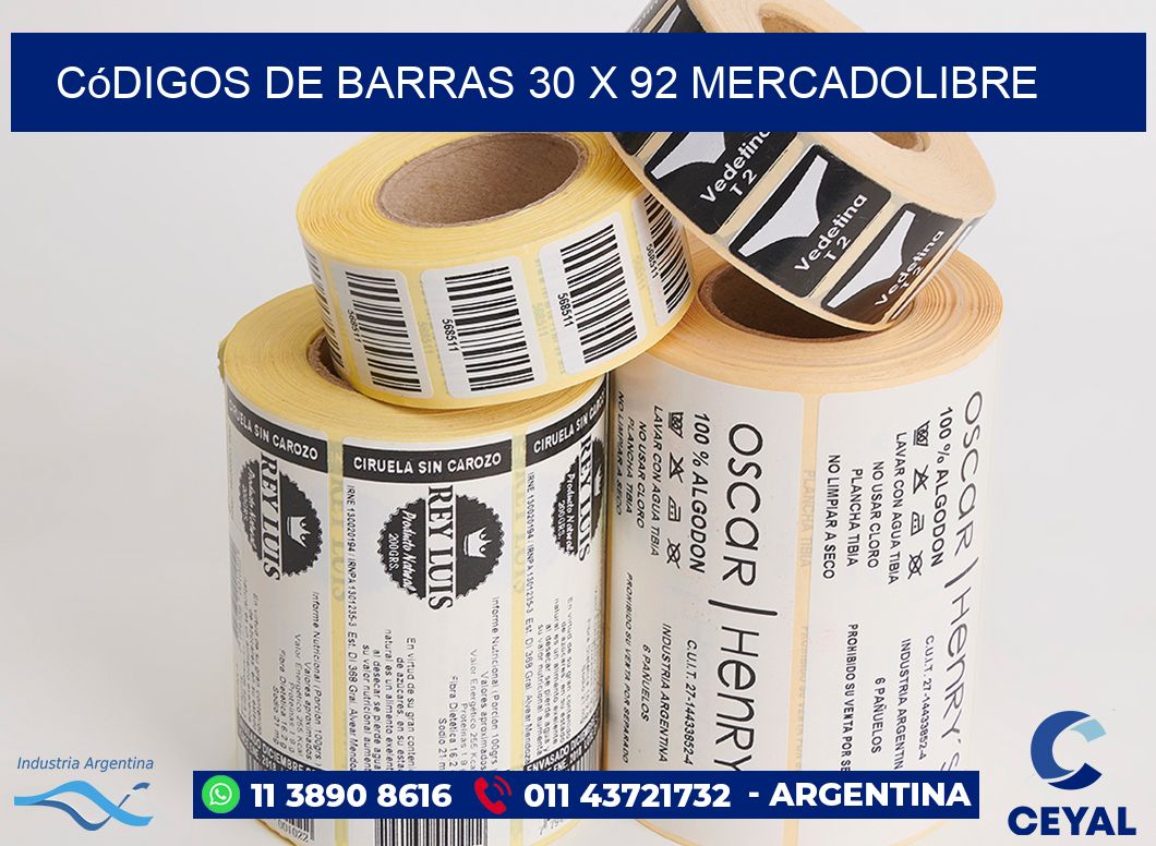 Códigos de Barras 30 x 92 MERCADOLIBRE