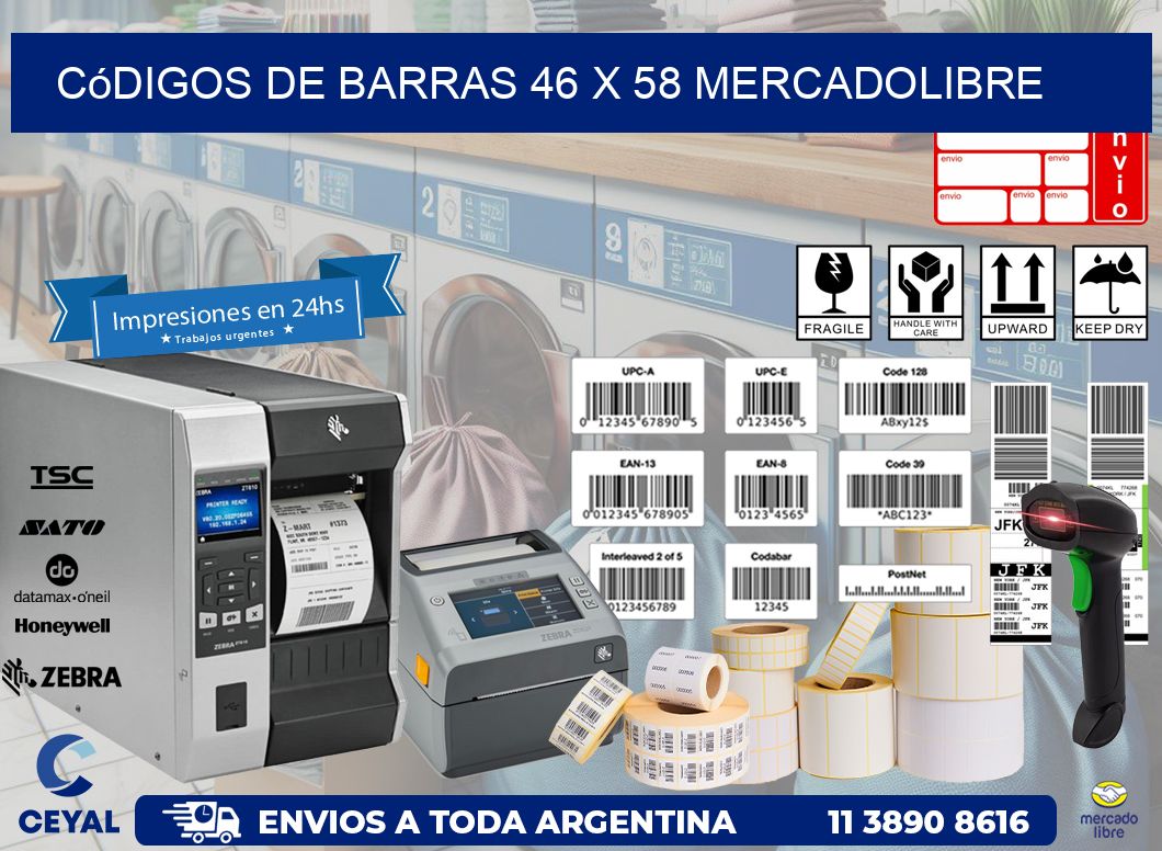 Códigos de Barras 46 x 58 MERCADOLIBRE
