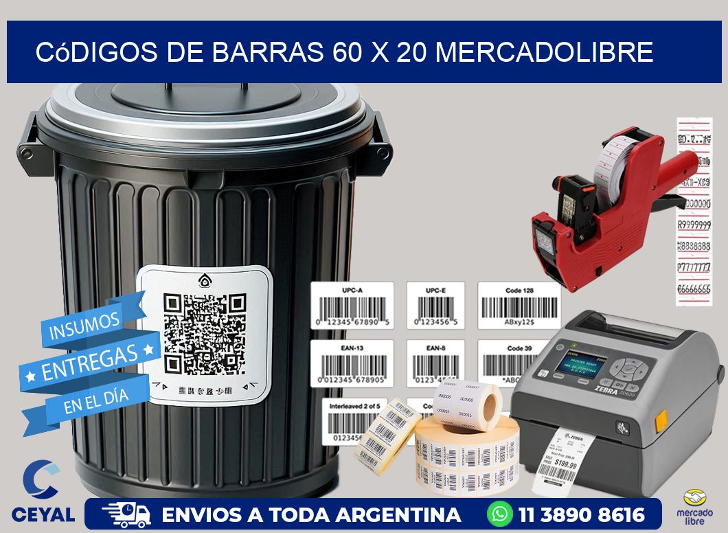 Códigos de Barras 60 x 20 MERCADOLIBRE