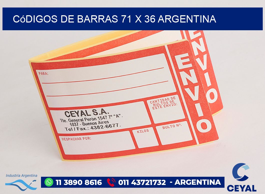 Códigos de Barras 71 x 36 argentina