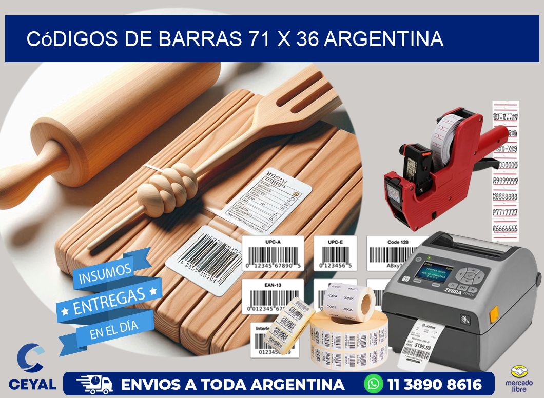Códigos de Barras 71 x 36 argentina