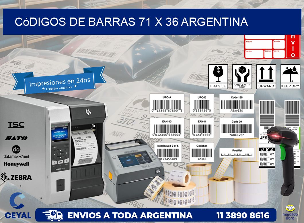 Códigos de Barras 71 x 36 argentina