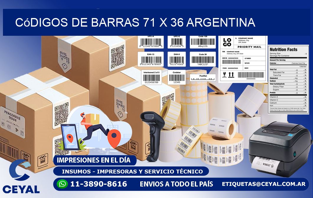 Códigos de Barras 71 x 36 argentina