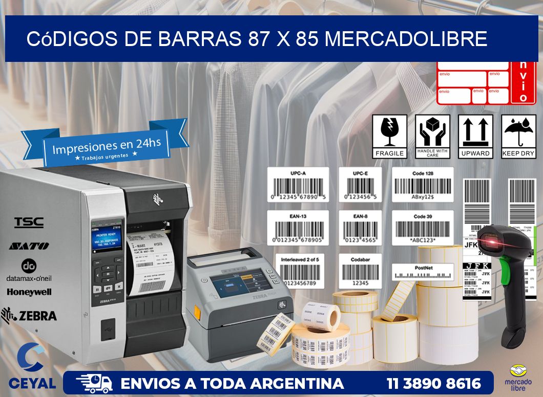 Códigos de Barras 87 x 85 MERCADOLIBRE