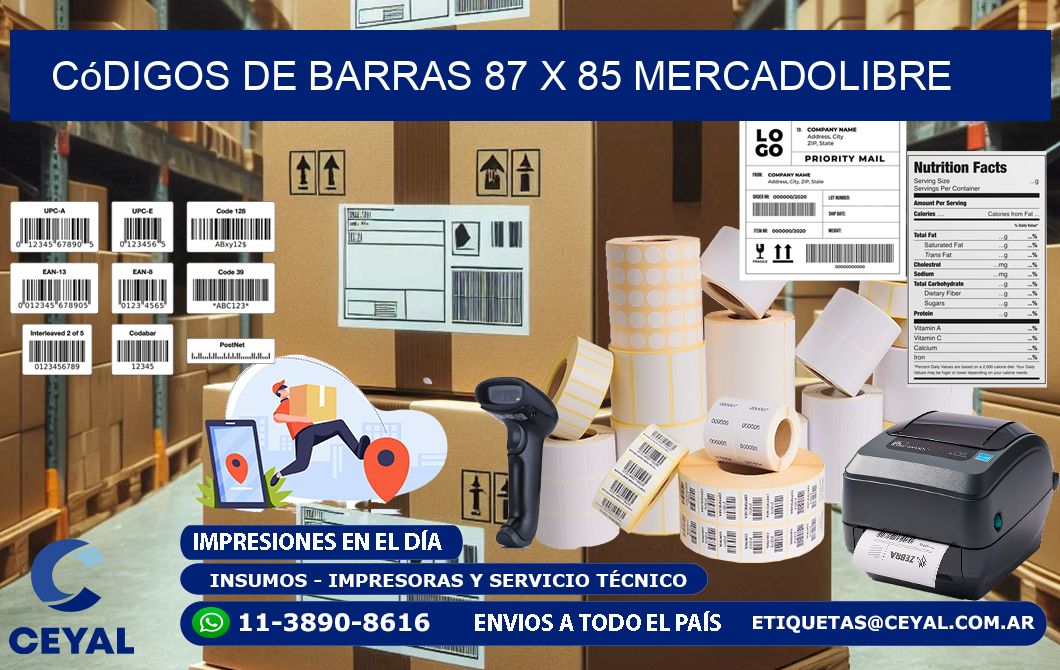 Códigos de Barras 87 x 85 MERCADOLIBRE