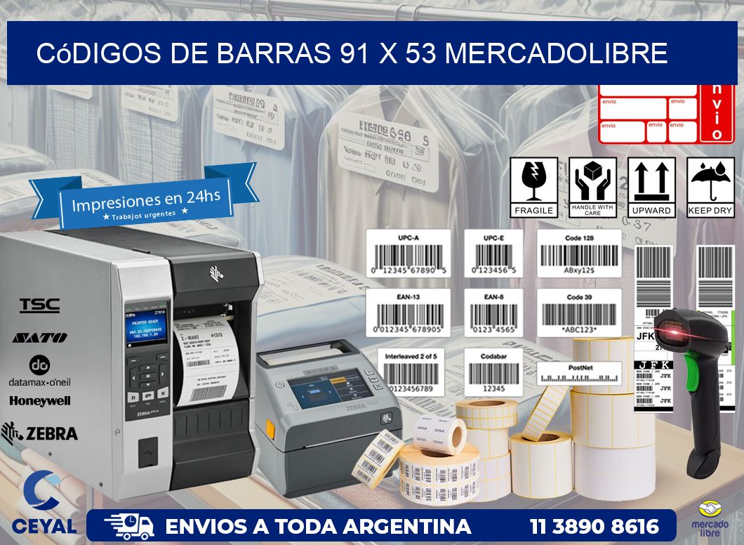 Códigos de Barras 91 x 53 MERCADOLIBRE