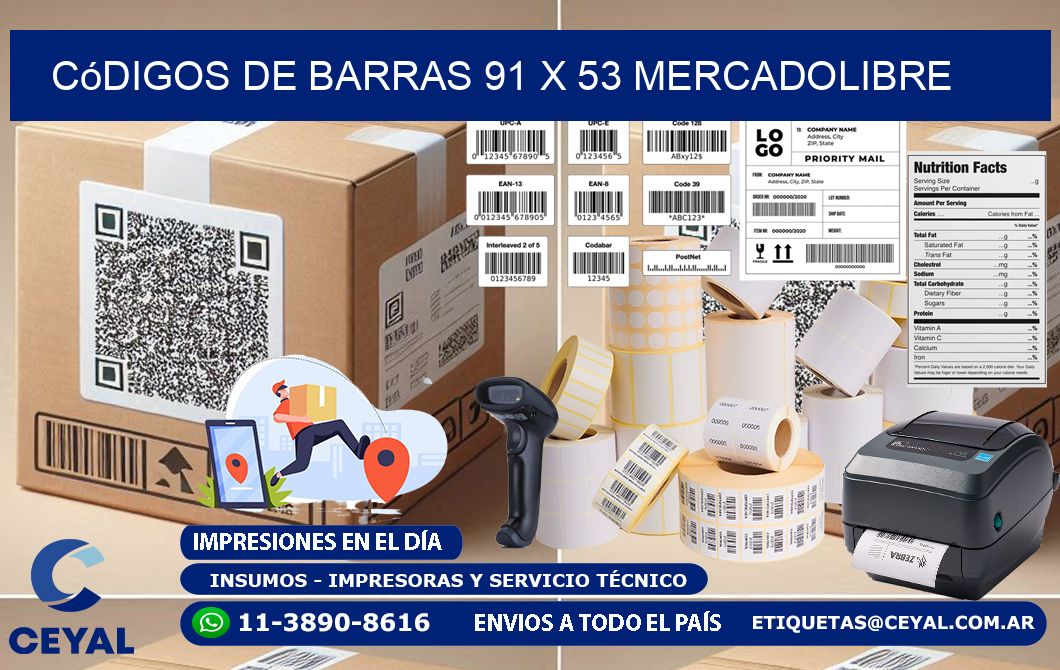 Códigos de Barras 91 x 53 MERCADOLIBRE