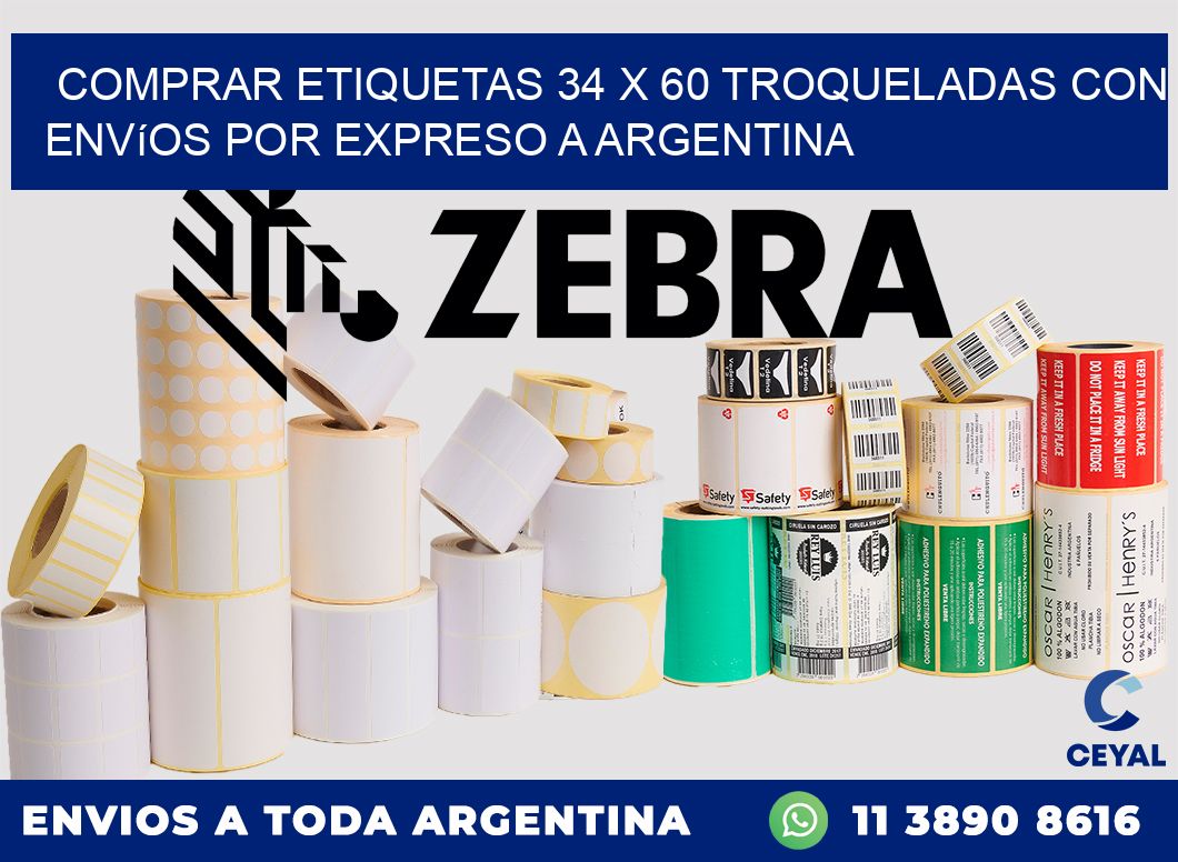 Comprar etiquetas 34 x 60 troqueladas con envíos por expreso a Argentina