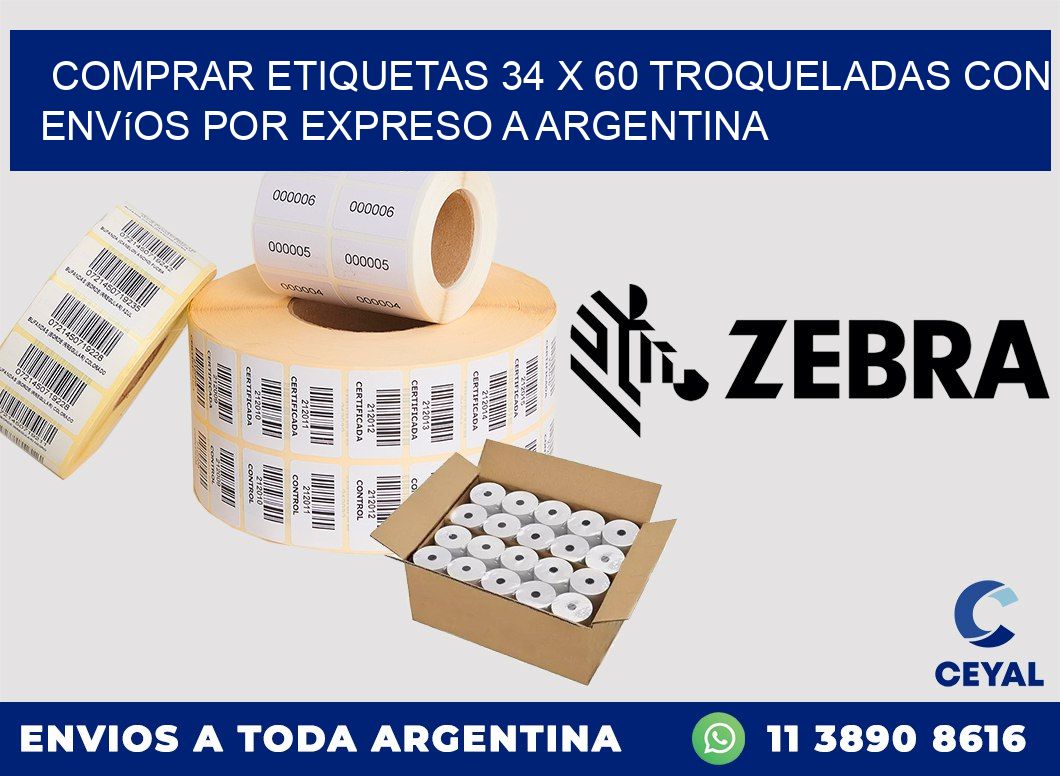 Comprar etiquetas 34 x 60 troqueladas con envíos por expreso a Argentina