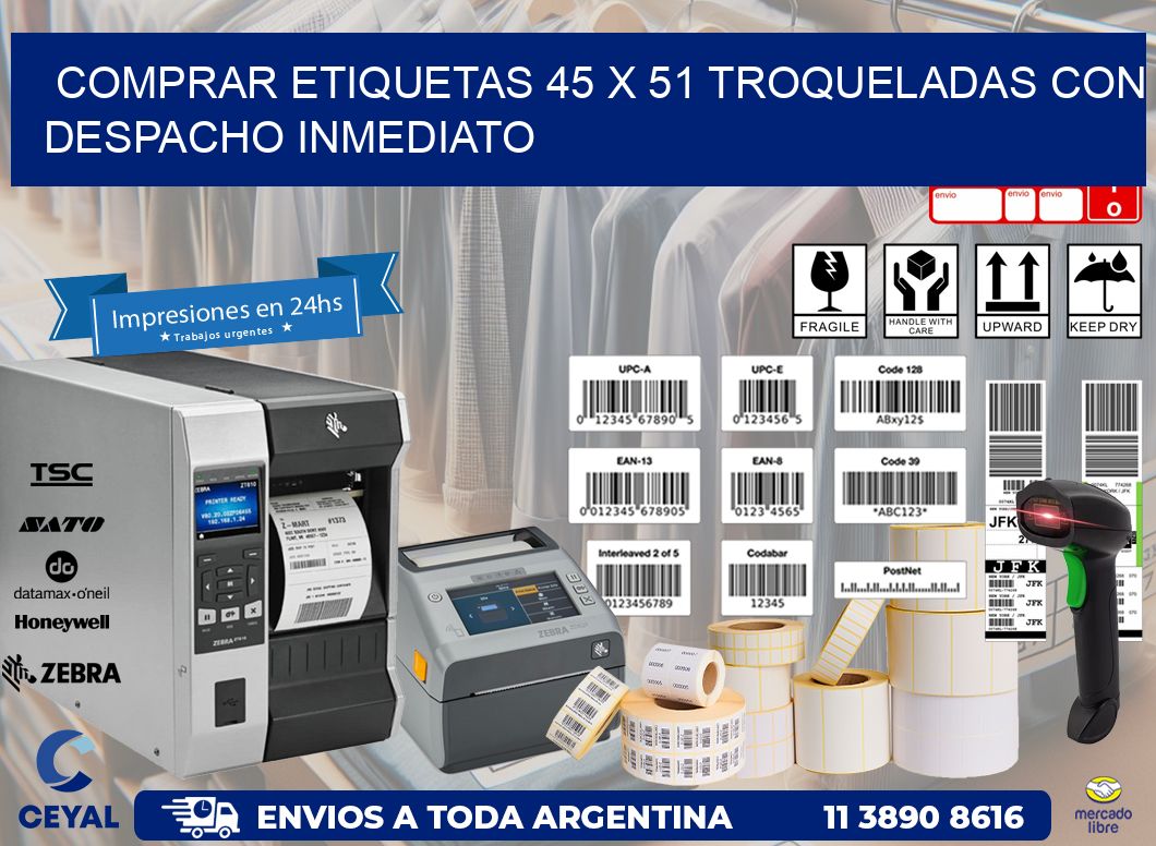 Comprar etiquetas 45 x 51 troqueladas con despacho inmediato