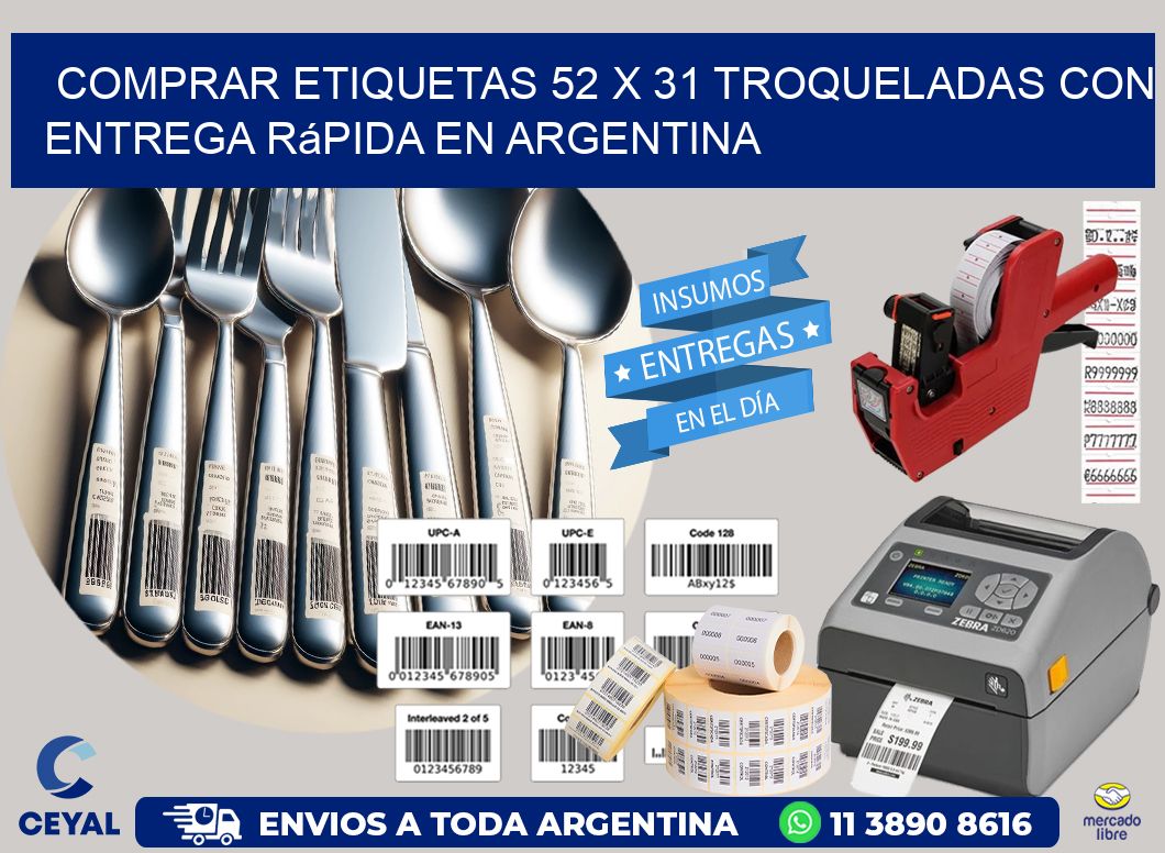 Comprar etiquetas 52 x 31 troqueladas con entrega rápida en Argentina