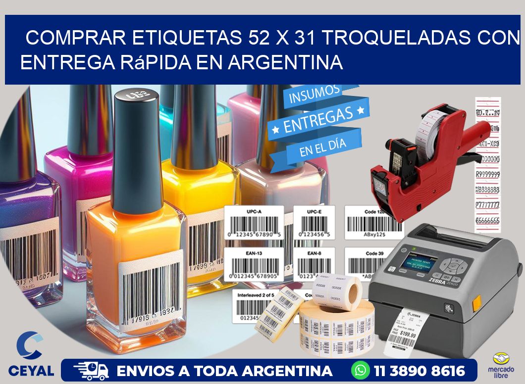 Comprar etiquetas 52 x 31 troqueladas con entrega rápida en Argentina