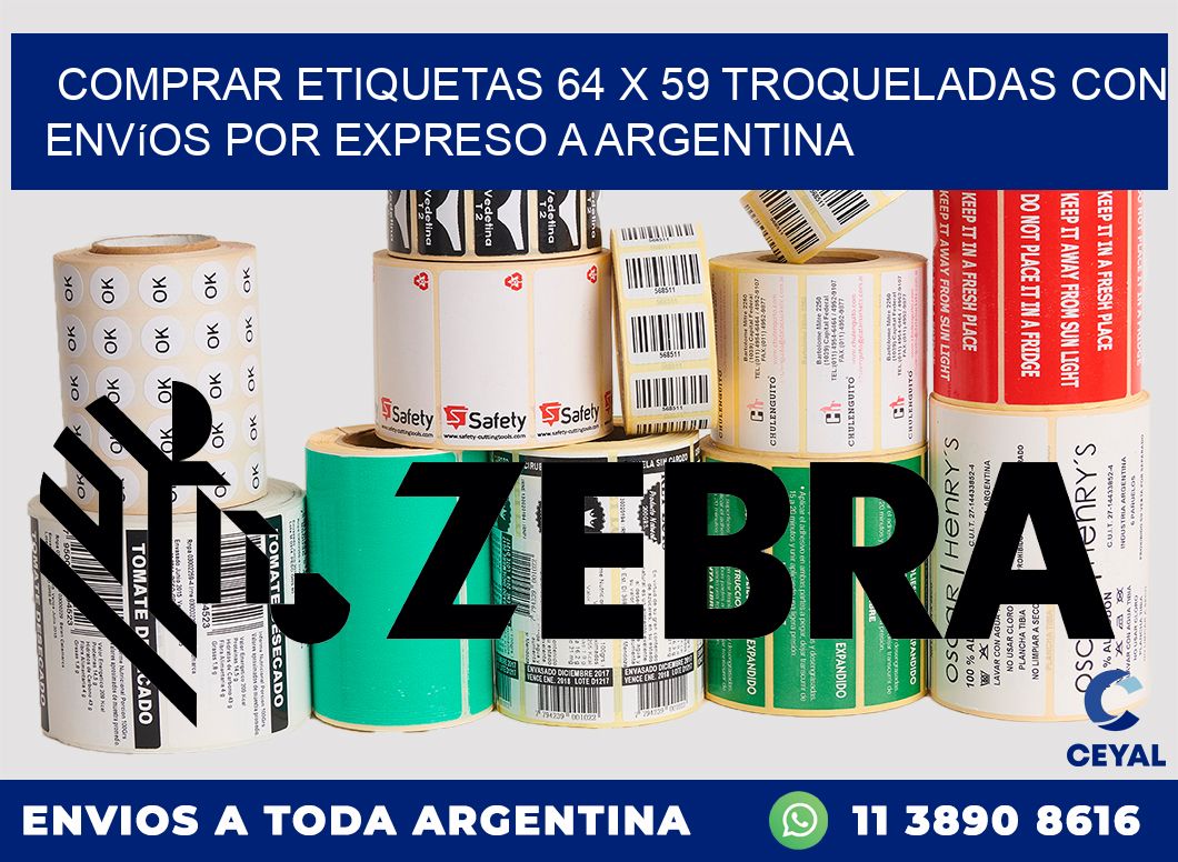 Comprar etiquetas 64 x 59 troqueladas con envíos por expreso a Argentina