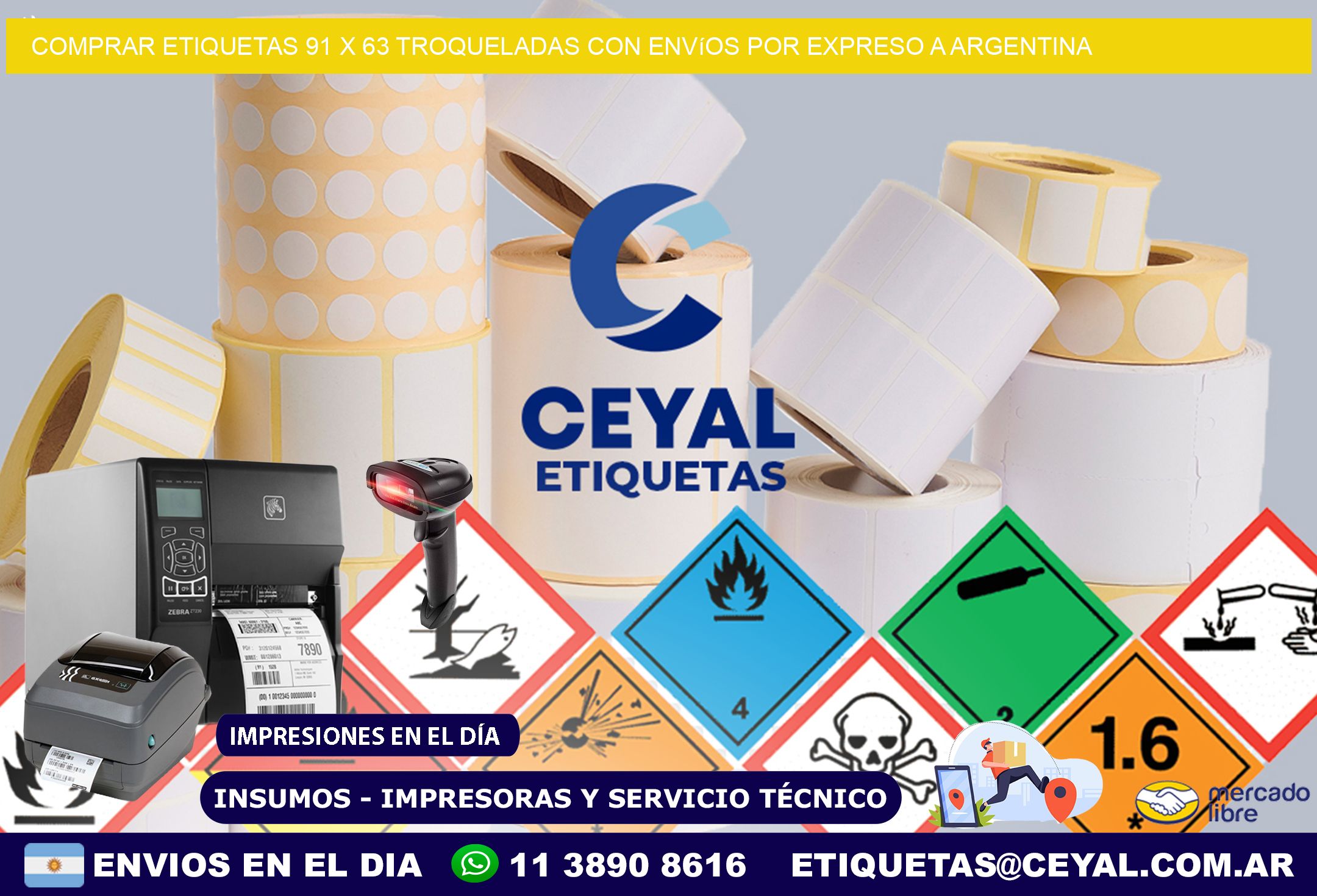 Comprar etiquetas 91 x 63 troqueladas con envíos por expreso a Argentina