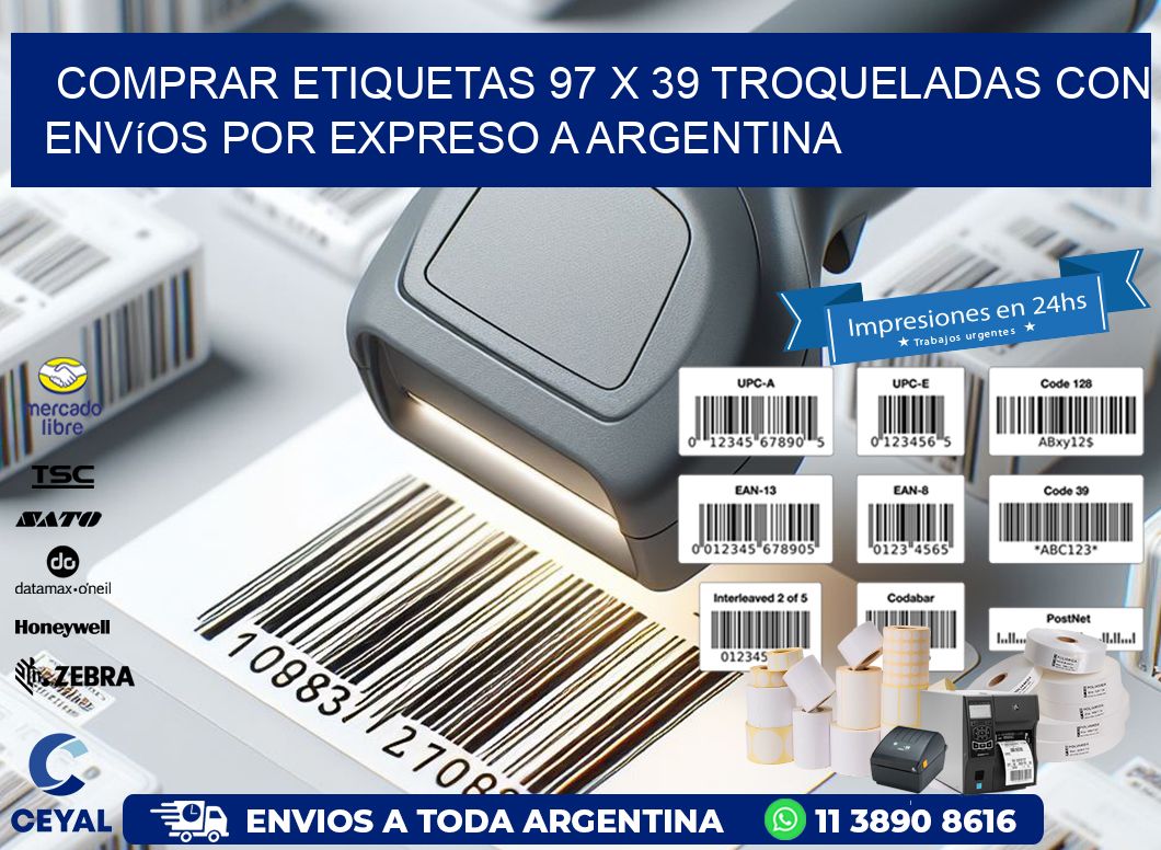 Comprar etiquetas 97 x 39 troqueladas con envíos por expreso a Argentina
