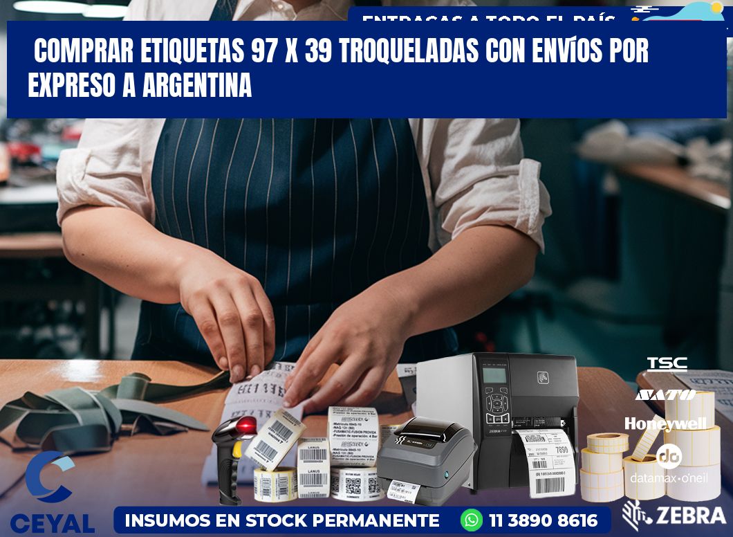 Comprar etiquetas 97 x 39 troqueladas con envíos por expreso a Argentina