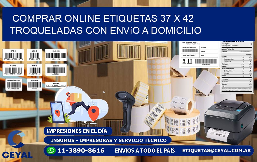 Comprar online etiquetas 37 x 42 troqueladas con envío a domicilio