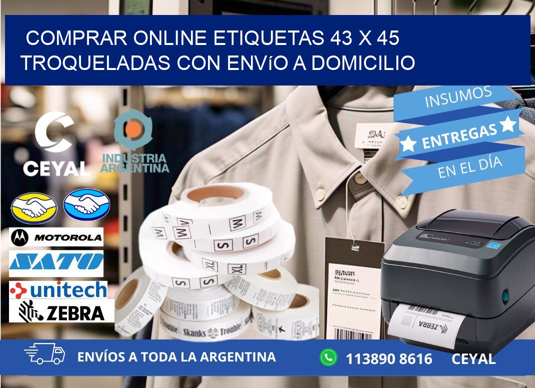Comprar online etiquetas 43 x 45 troqueladas con envío a domicilio