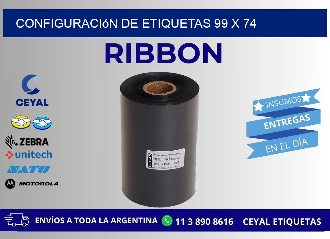 Configuración de etiquetas 99 x 74