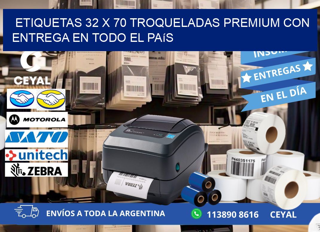 Etiquetas 32 x 70 troqueladas premium con entrega en todo el país