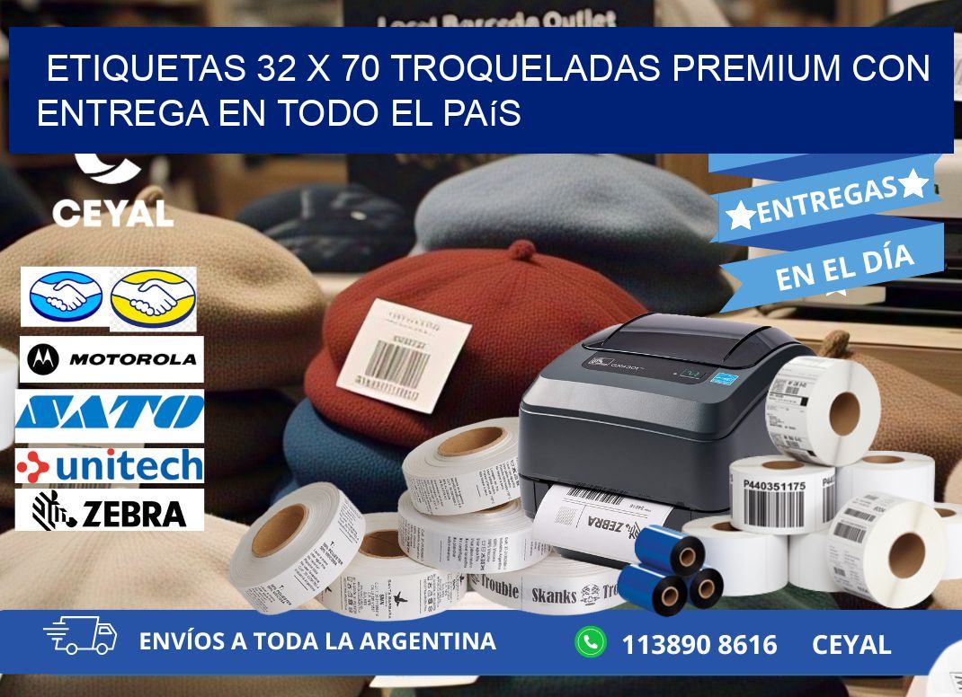 Etiquetas 32 x 70 troqueladas premium con entrega en todo el país